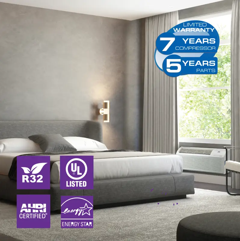 Cooper & Hunter 12,000 BTU PTAC Air Conditioner, Heat Pump, Heating and Cooling, w/Electric Cord and Remote - Image 4