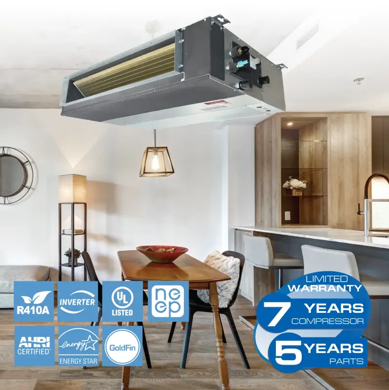 Cooper & Hunter 9,000 BTU Single Zone Slim Duct, 230V, R410A - Ductless Mini Split Air Conditioner Heat Pump - Image 7