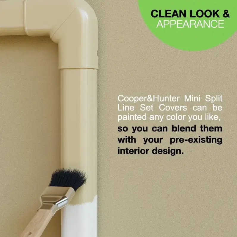 Cooper & Hunter 12FT PVC Decorative Line Set Cover Kit for Ductless Mini Split Air Conditioners - Image 4