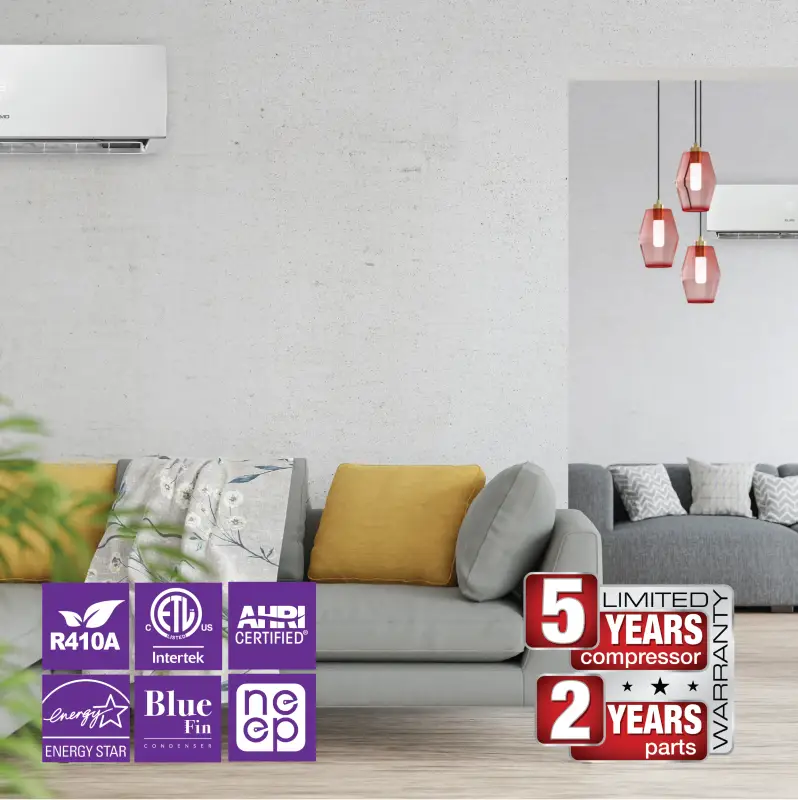 3 Zone 24,000 BTU OLMO Sierra Ductless Mini Split AC Wall Mounted 9k+9k+9k - Image 5