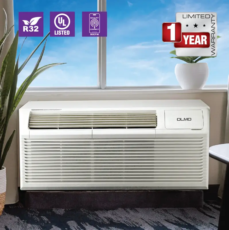 9,000 BTU PTAC OLMO Air Conditioner, Heat Strip, Heating And Cooling w/Electric Cord and Remote - Image 3