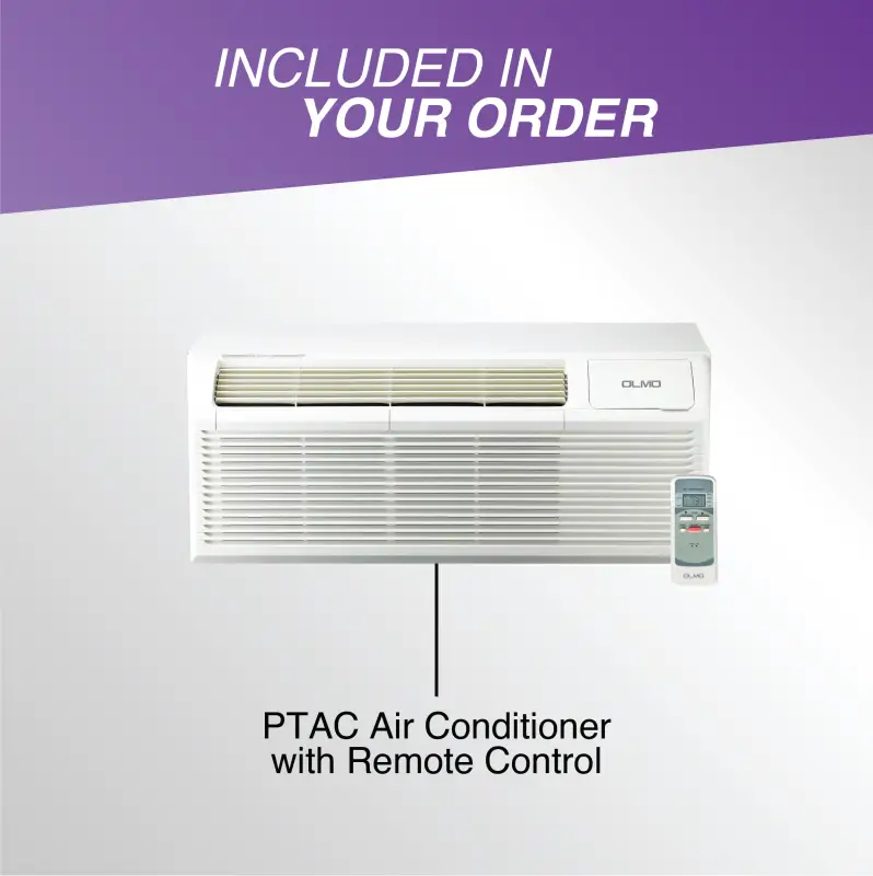 9,000 BTU PTAC OLMO Air Conditioner, Heat Strip, Heating And Cooling w/Electric Cord and Remote - Image 5